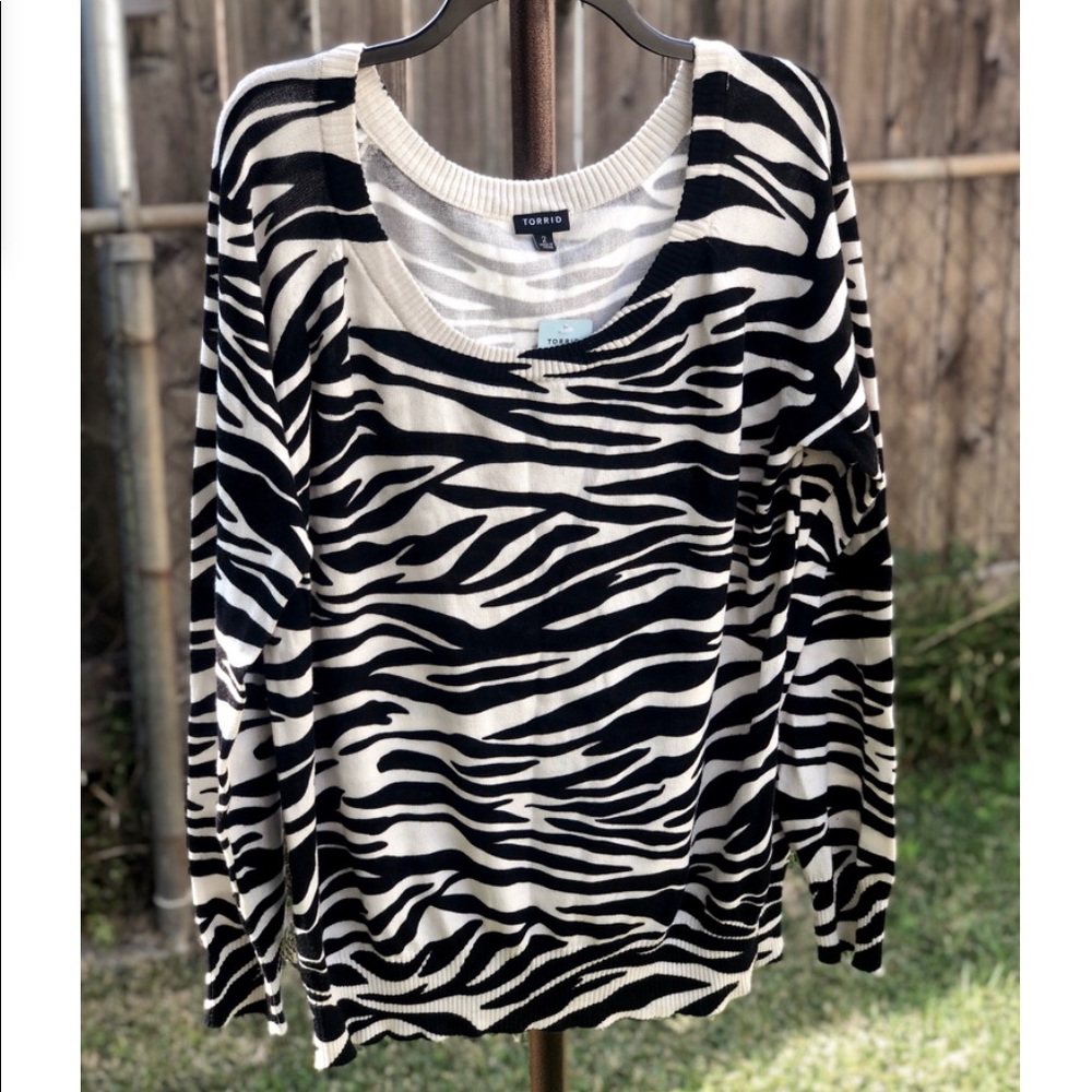 TORRID Zebra Print Pullover Sweater - Picture 2 of 7
